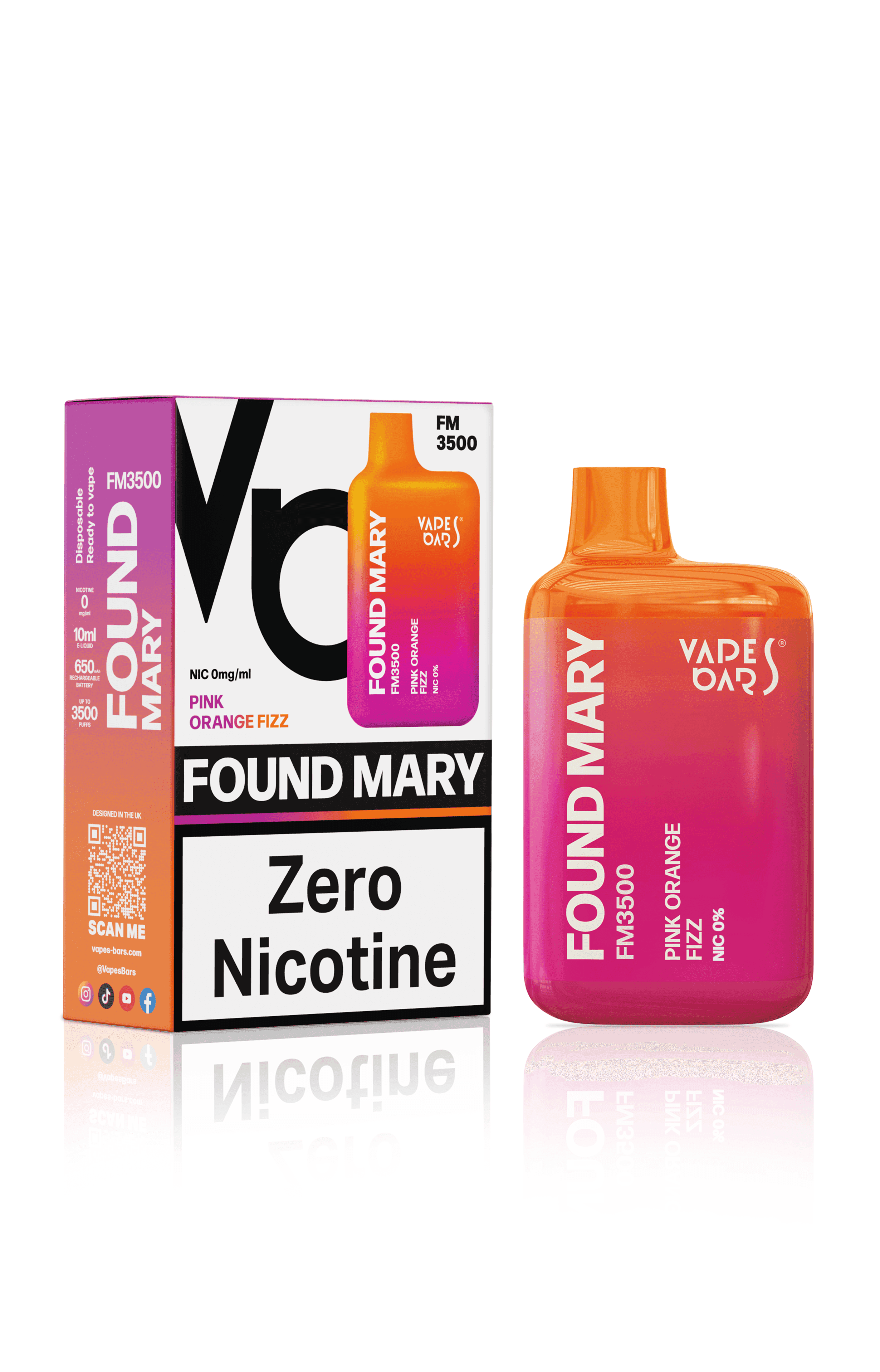 FOUND MARY FM3500 0MG PINK ORANGE FIZZ Disposable Vape - Click & Vape