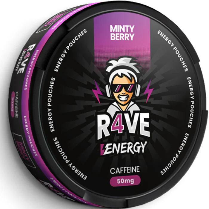 Minty Berry Caffeine Nicotine Pouches by R4VE 50mg - Click & Vape