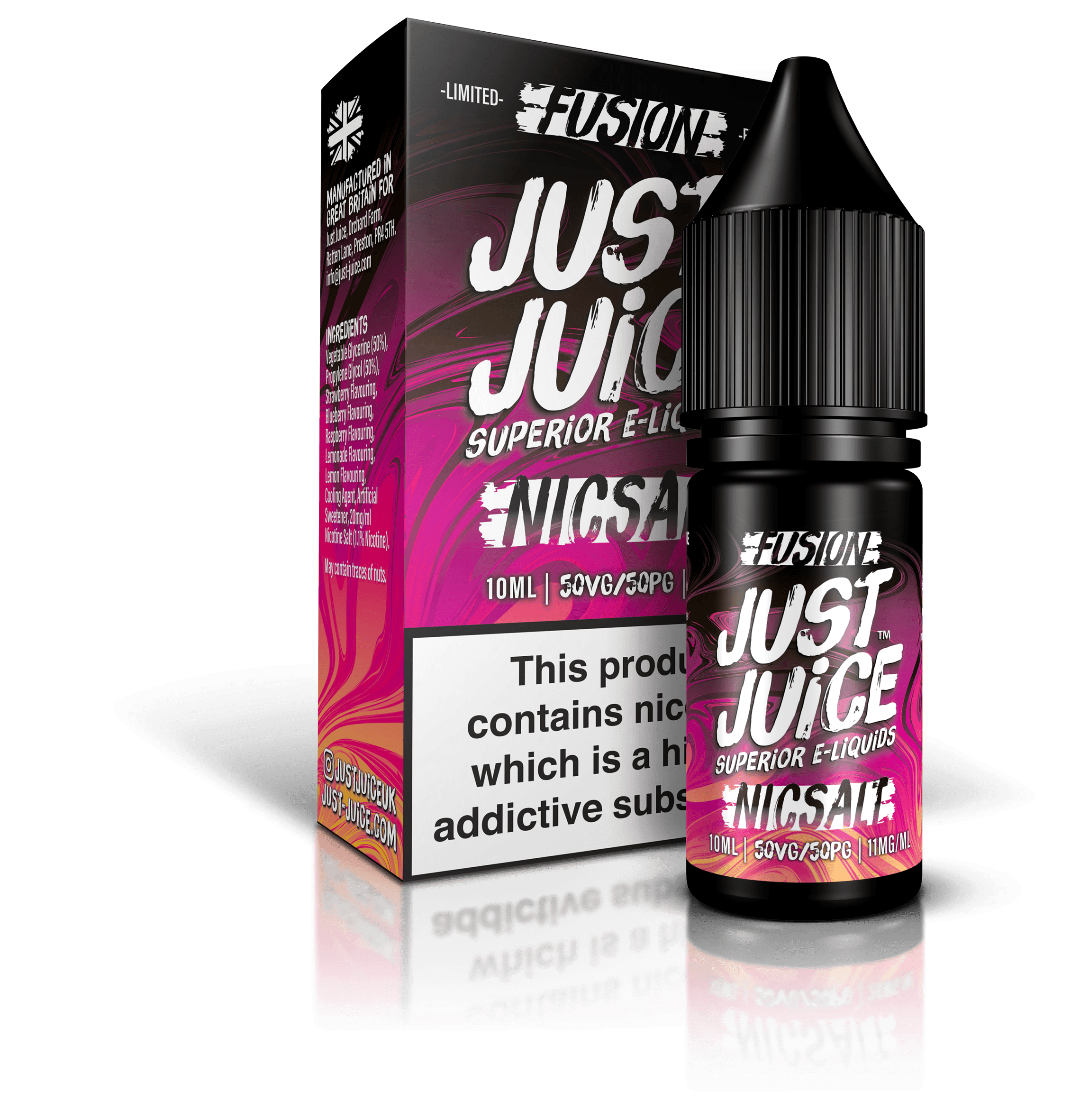 Just Juice Fusion Nic Salt - Berry Burst & Lemonade - 10ml - Click & Vape