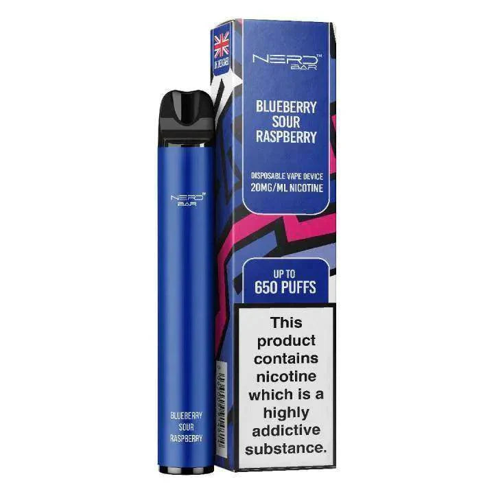 NERD BAR 650 PUFF BLUEBERRY SOUR RASPBERRY Disposable Vape - Click & Vape