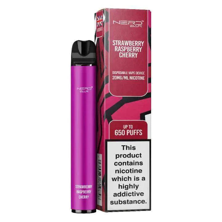 NERD BAR 650 PUFF STRAWBEERRY RASPBERRY CHERRY Disposable Vape - Click & Vape